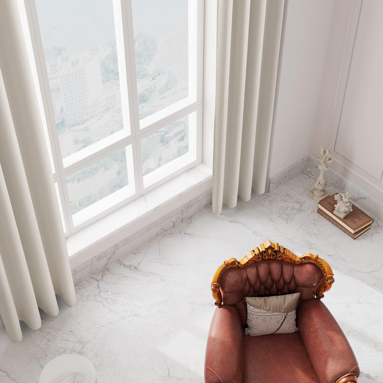 13Ft Luxury Faux Linen Blackout Extra Long Curtain with Grommet,Ivory 156 Inch Long 1 Panel,Room Darkening Solid Color Drapery for 2 Story House,Tall Window,High Ceiling. image number 2