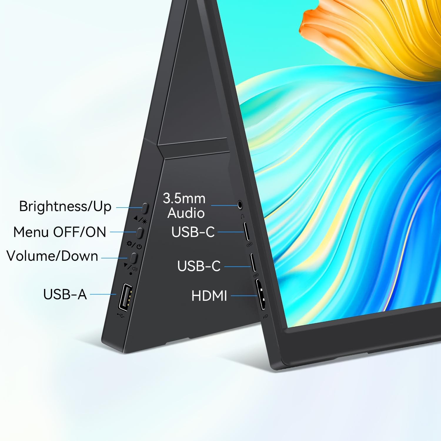 Showscren Portable Monitor Touchscreen Monitor 14 Inch HDR 1920X1200 400Cd/M&sup2; USB C/HDMI IPS Touch Monitor with Dual Speakers, External Monitor for Laptop/Pc/Mac/Xbox/Ps4/5 Switch, VESA image number 3