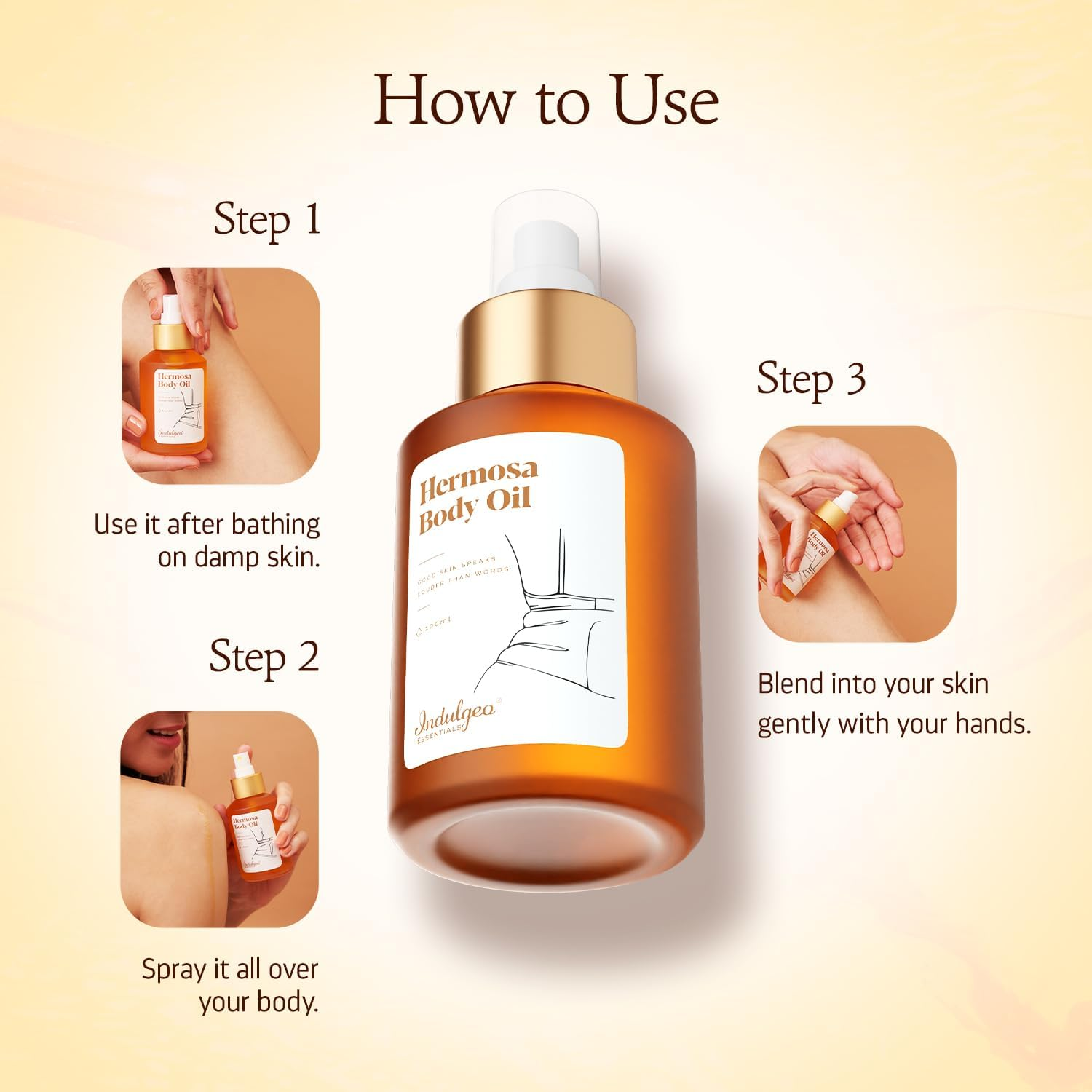 Indulgeo Essentials Hermosa Body Oil (100 Ml) for Women with Oud Oil image number 3