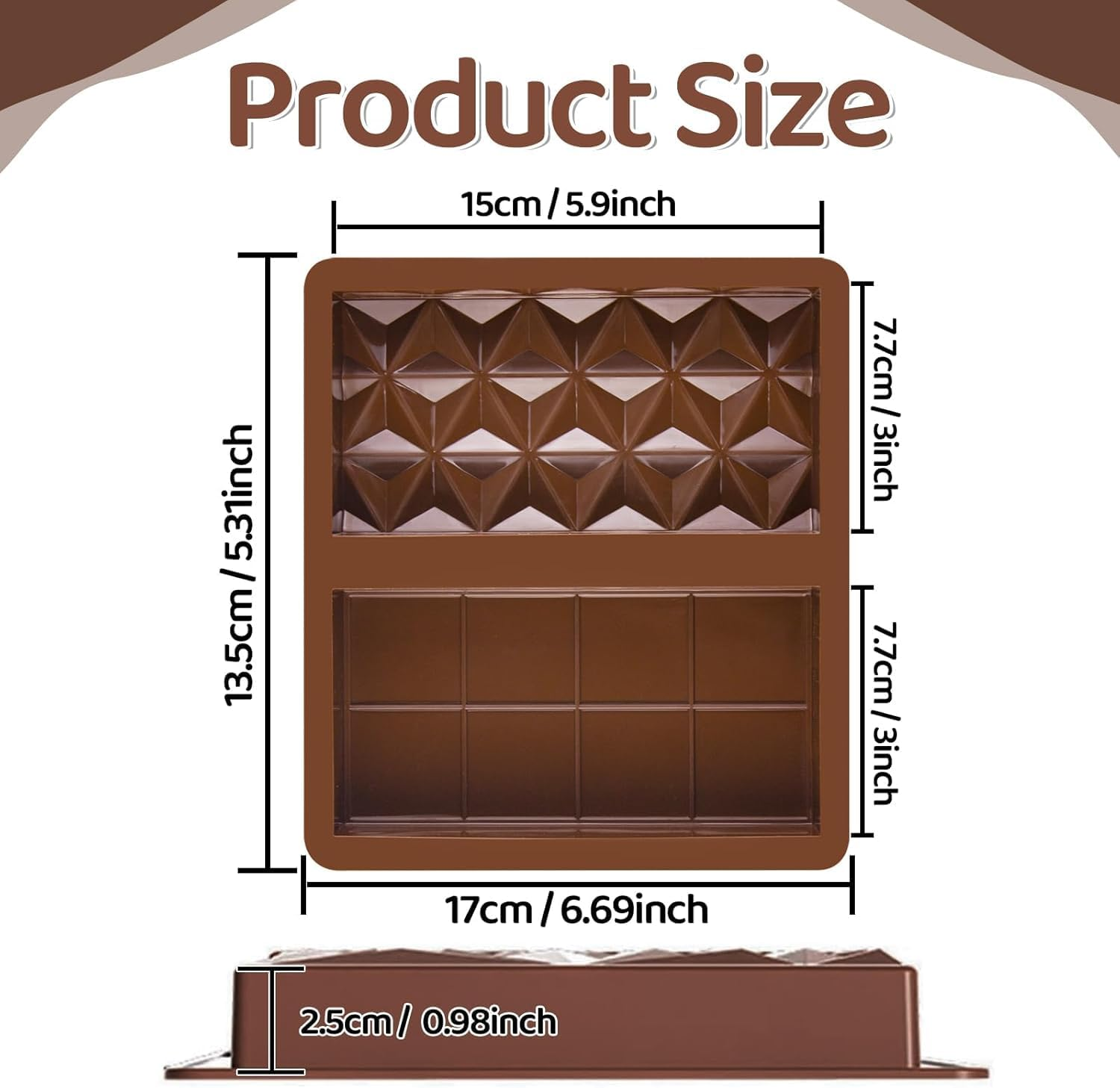 2PCS Chocolate Moulds, Myrthra Dubai Chocolate Mold Set with 100 Pieces Storage Bag and Scraper, Silicone Thick Chocolate Bar Molds image number 4
