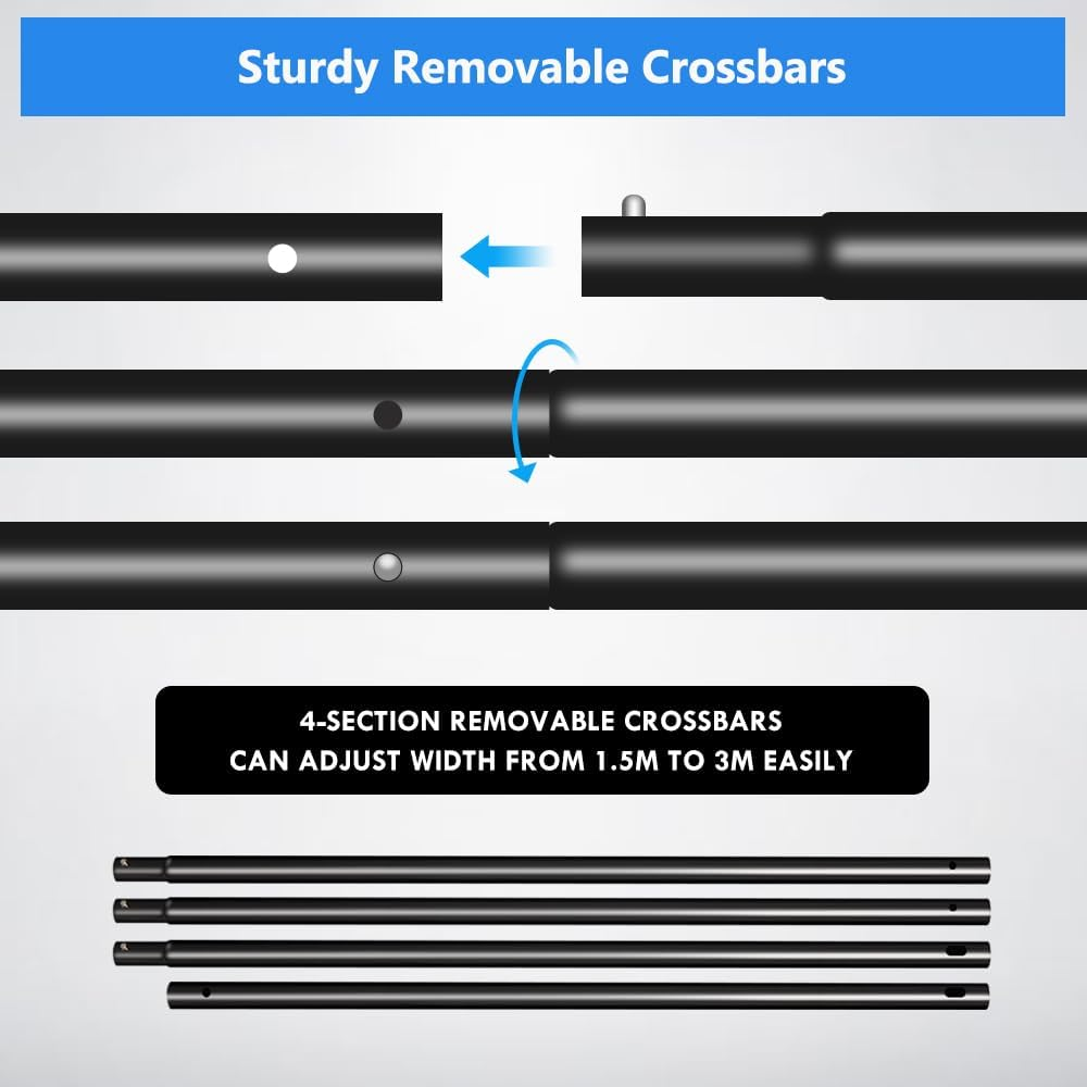 MSKIRA Photo Backdrop Background Stand 3.13MX3M Support Stand, Adjustable Heavy Duty Photography Tall Background Telescopic Support System Kit with Carry Bag image number 6
