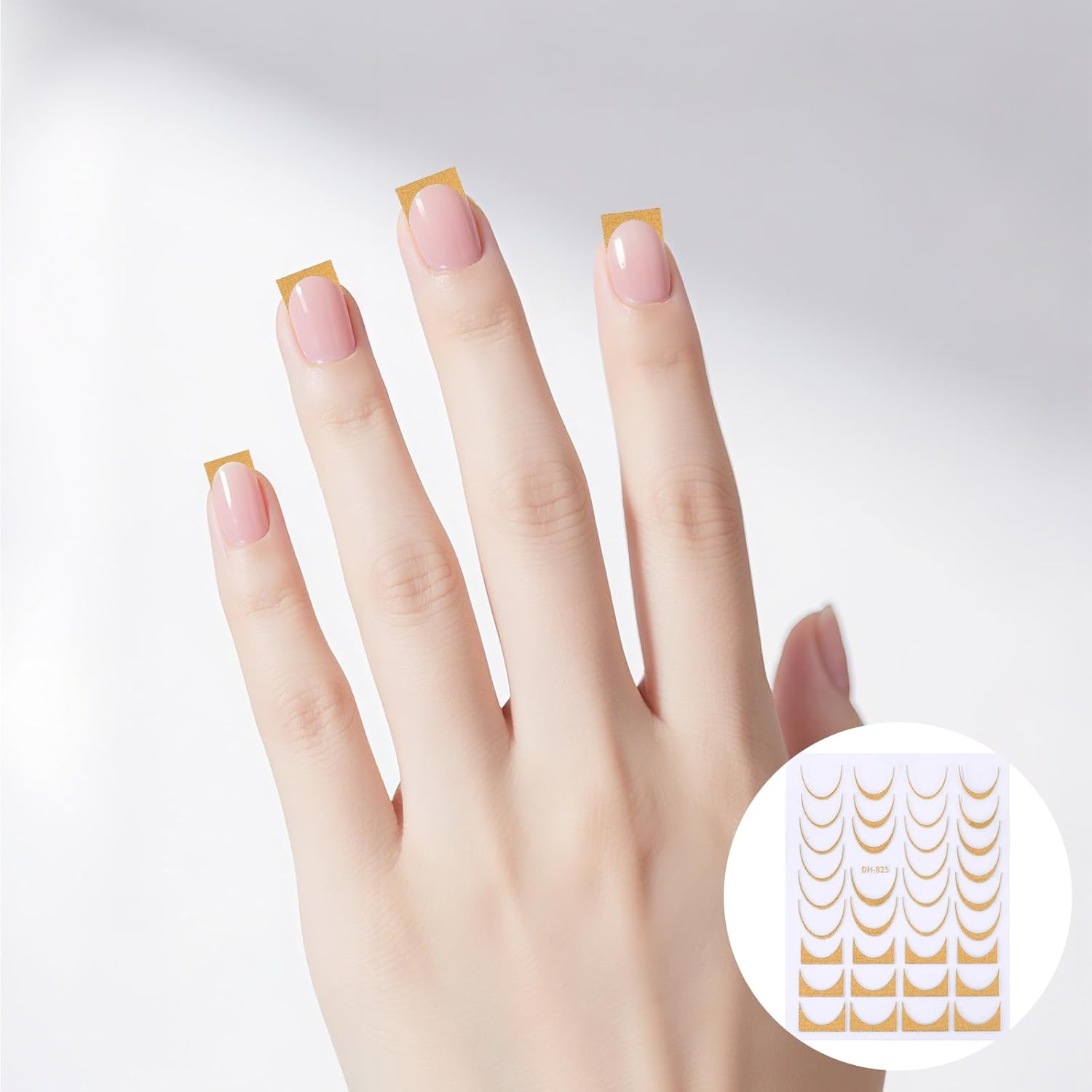 8 Sheets Glitter French Tip Nail Stickers, 3D Self-Adhesive Nail Decal with Curved Lines Design Women DIY Manicure Decoration Supplies image number 6