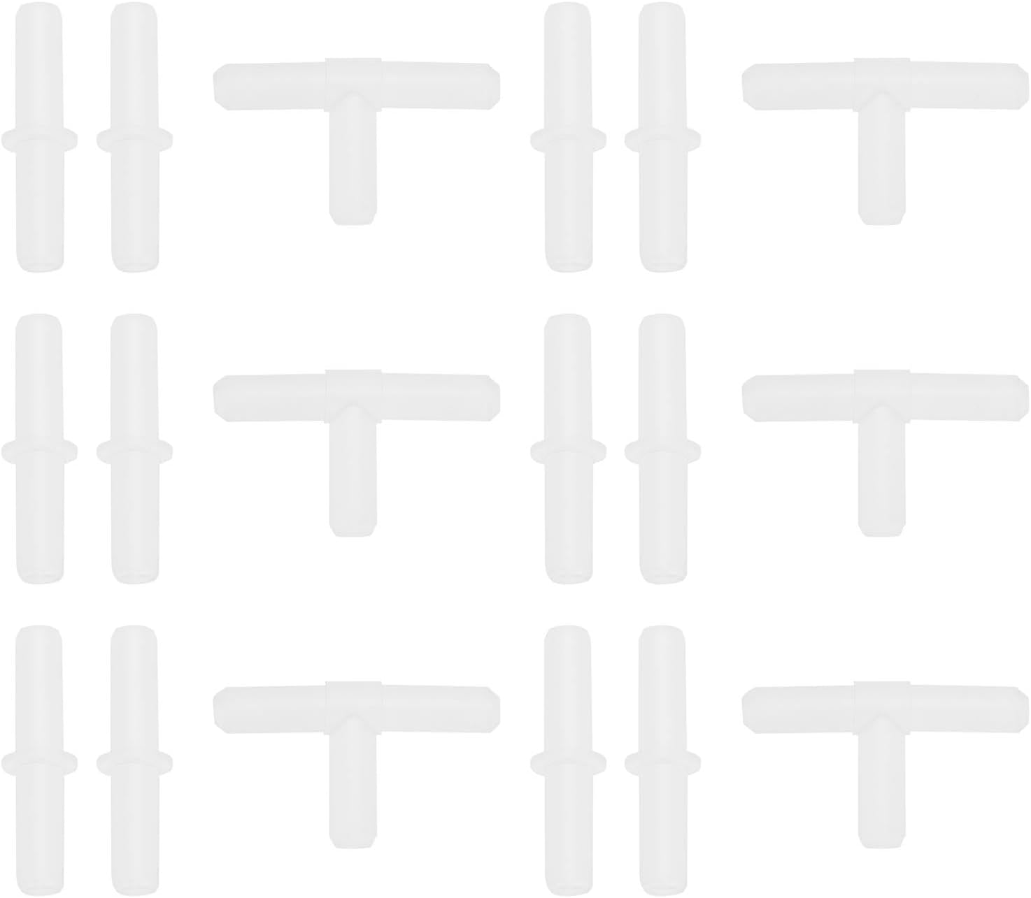 Ecsing 30PCS Aquarium Airline Connectors Air Line Tube Plastic Connector Aquarium Staight Connector I Connector T Connector for Air Line Tube 4/6Mm Pump Fish Tank Pond Plastic image number 1