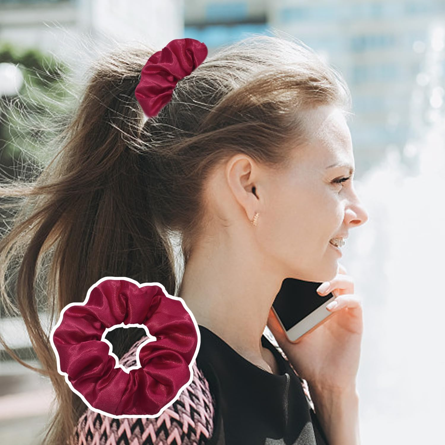 Pack of 2 Hair Pins with Bow and 2 Colon Hair Bands, Exquisite and Fashionable Hair Accessories, Hair Accessories, Suitable for Daily Styling, Holiday Wear image number 3