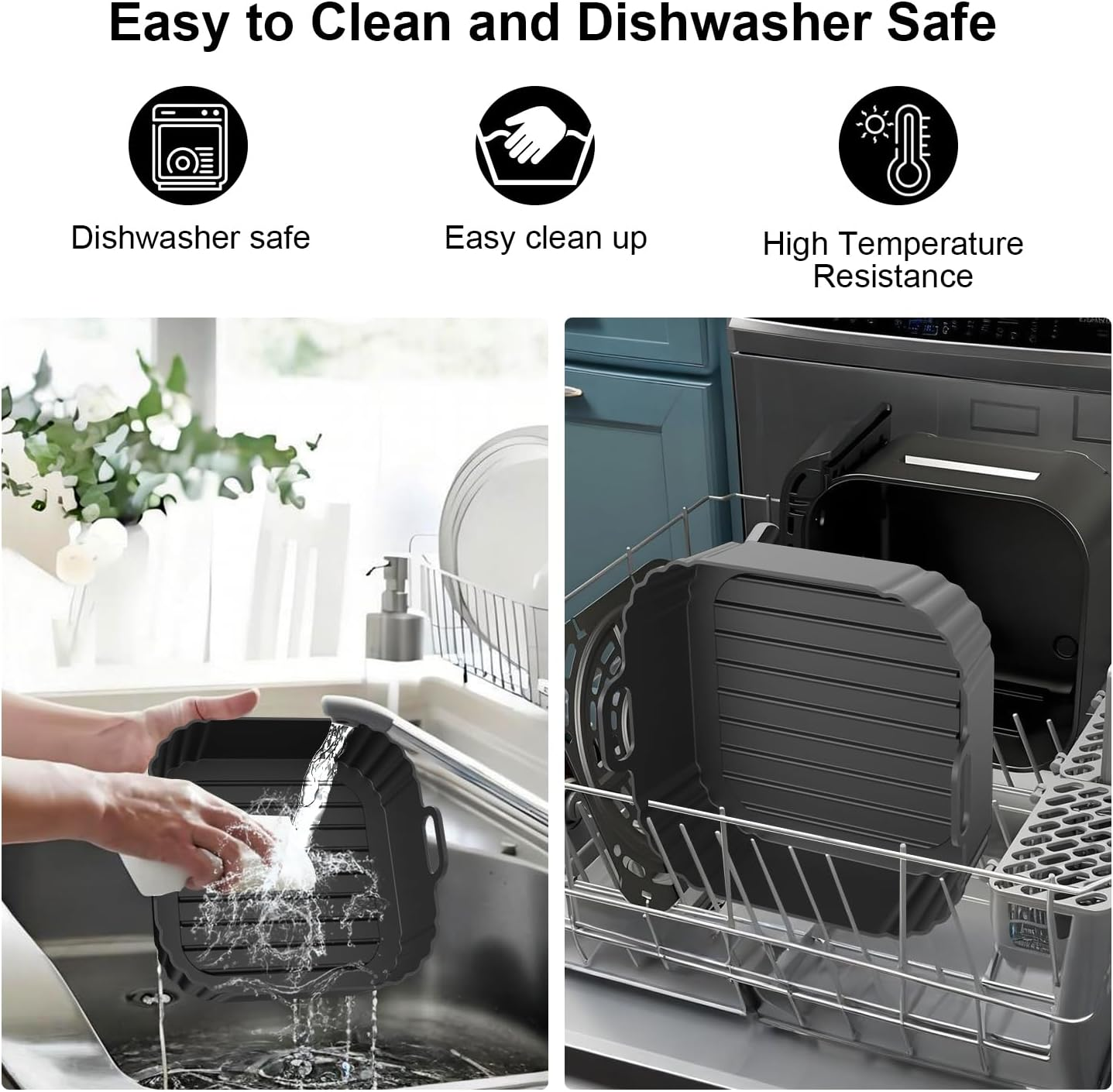 8.5 Inch Square Silicone Air Fryer Liners 2 Pack for Instant Pot Vortex Plus, Healthy Choice, Ninja AF181 Pro XL, Philips 2000 Series NA230/00, HD9270/21 for 4.7L 5.7L 6.2L 6.5L Reusable Basket Trays image number 3