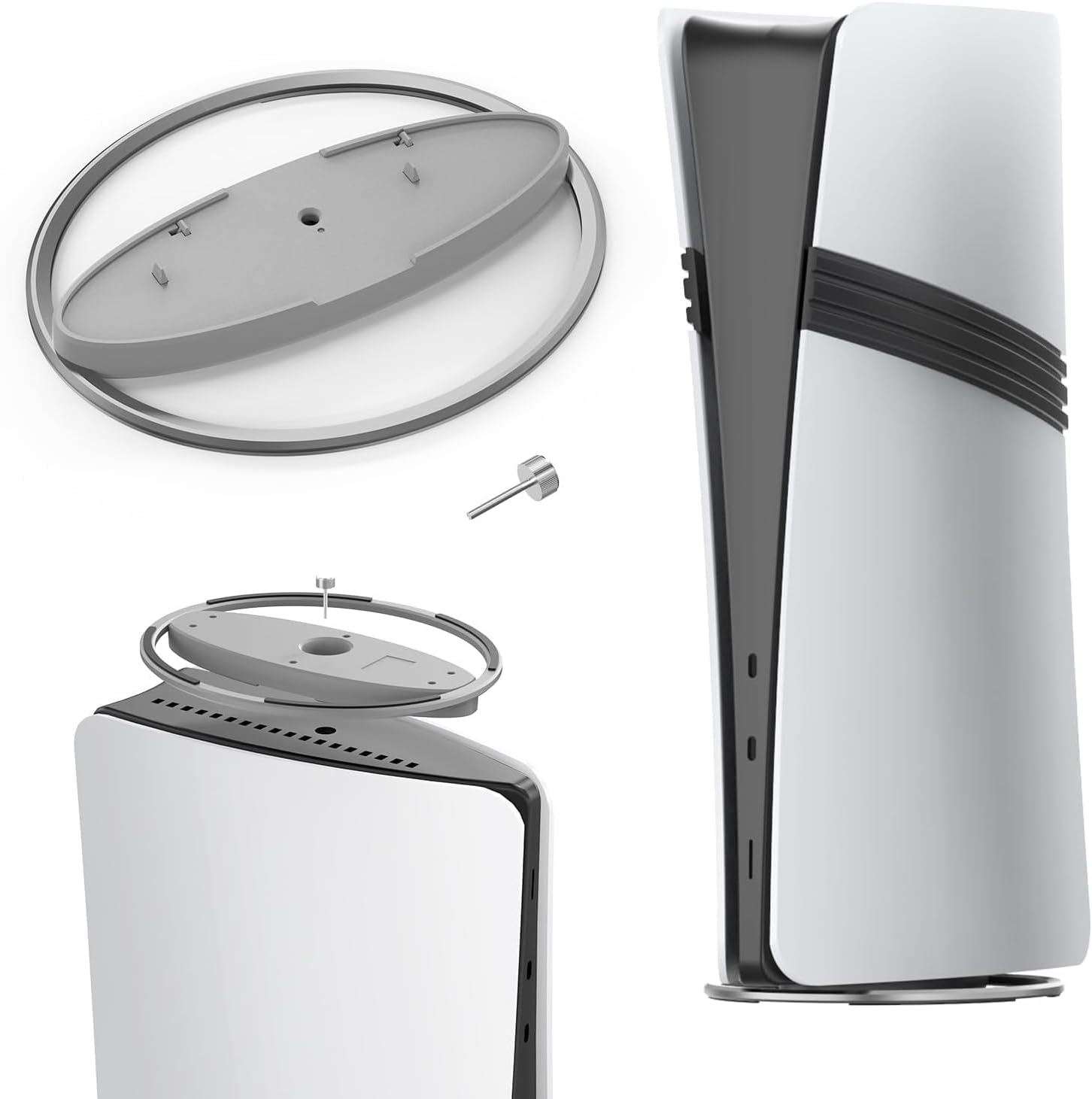 ZONEY Vertical Stand for PS5 PRO/PS5 Slim/For PS5 Consoles, Universal Upright round Dock Base Desktop Bracket Holder Accessories for All P5 Console Disc and Digital Editions (Grey)