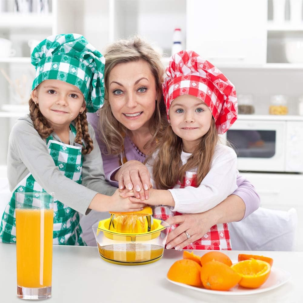 Vanleonet Lemon Squeezer Citrus Juicer with Strainer, Hand Juicer for Orange and Lime, Manual Press with Built-In Measuring Cup (Yellow) image number 6