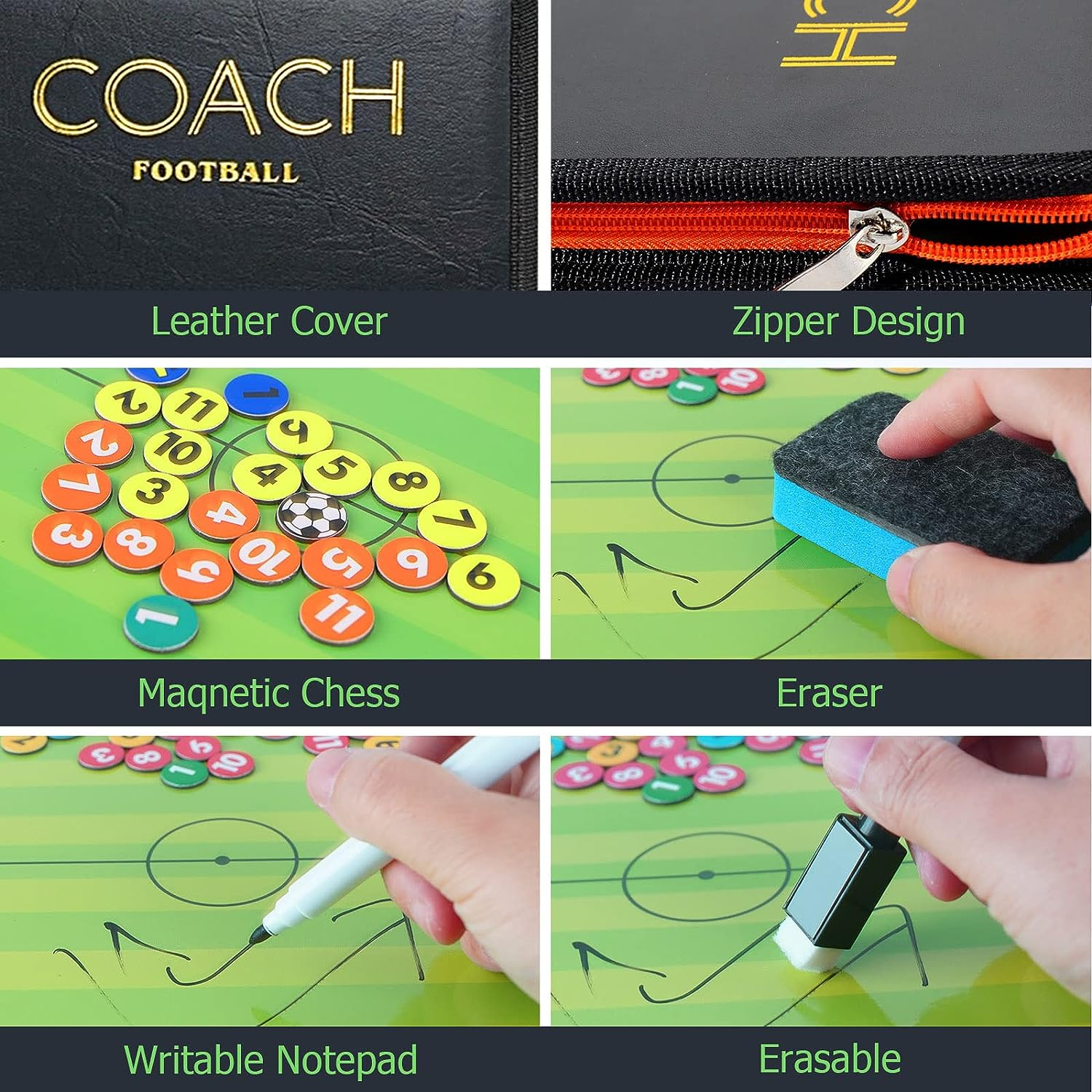 Soccer Coaching Board, Magnetic Soccer Football Tactics Strategy Board, Erasable Coaches Board Clipboard with Magnets Marker Pen, Coach Training Equipment for Teaching and Game Plan image number 5