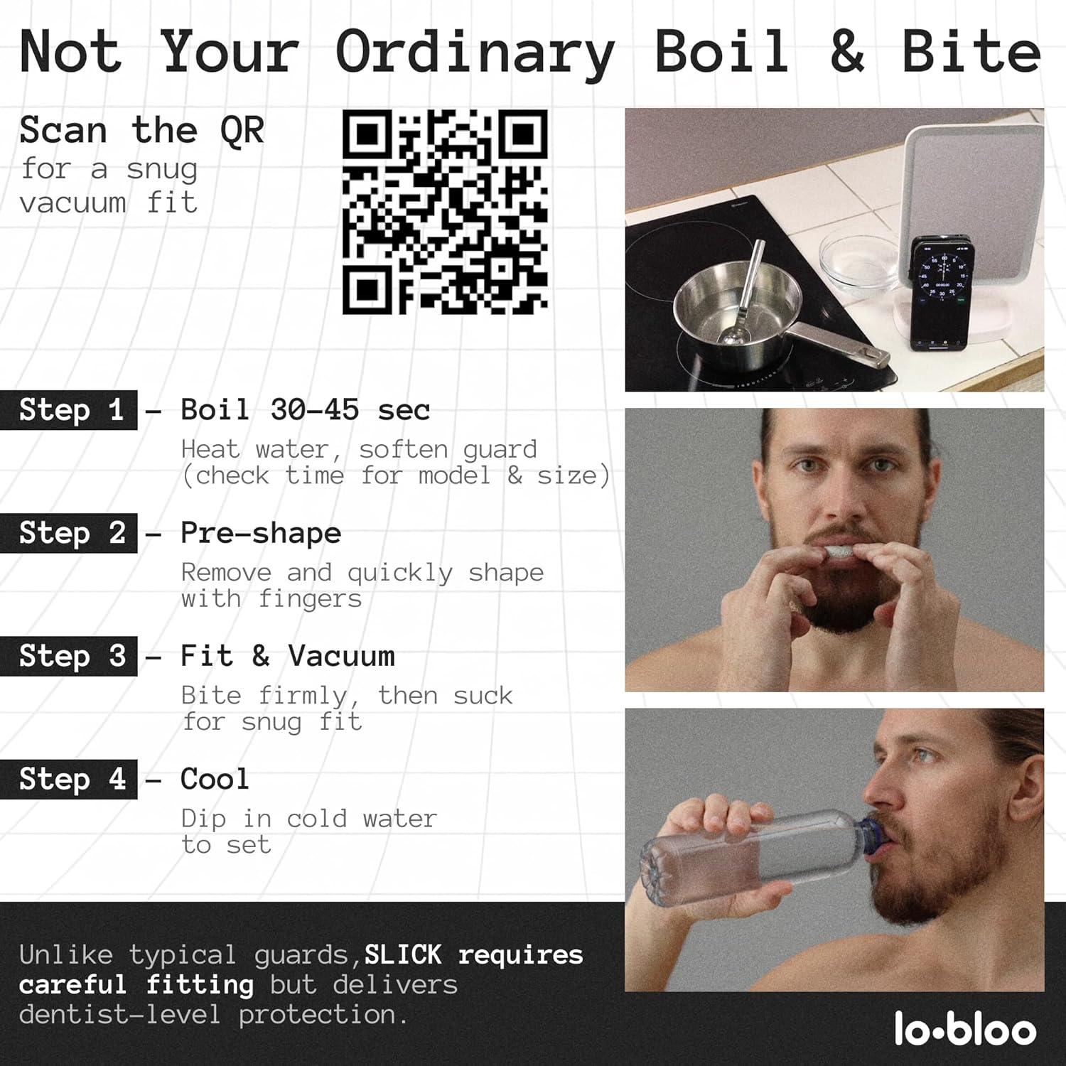 Lobloo&reg; PRO-FIT Sports Mouthguard &ndash; Ultra Slim 1Mm | Dentist-Level Protection | Precision Vacuum-Fit | Oxygen Performance | MMA, Boxing, Football, Basketball.(Medium 10-13Yrs, Black)