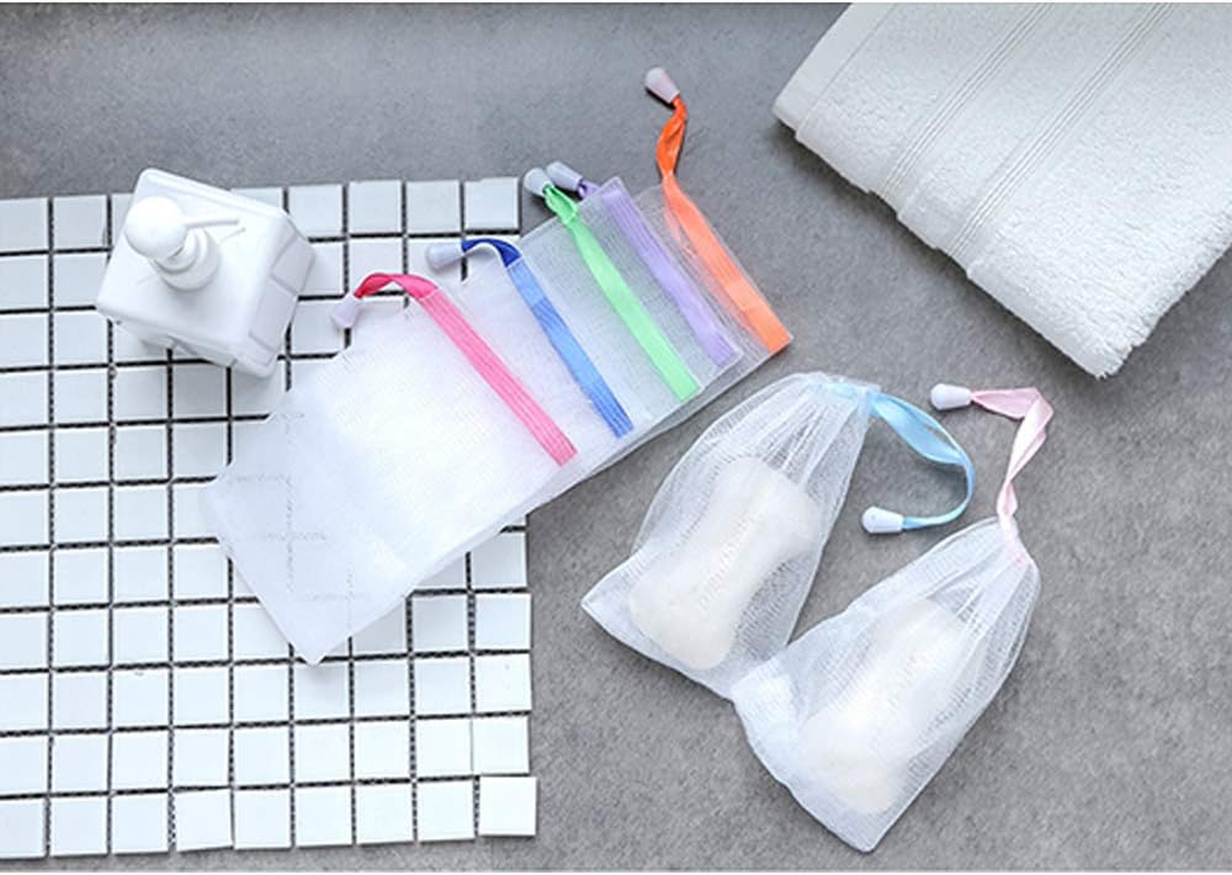 Andiker Soap Bag Soft for Shower,7 Pcs Mesh Soap Pouch Saver with Drawstring for Foaming and Drying,Hangable (7PCS) image number 3