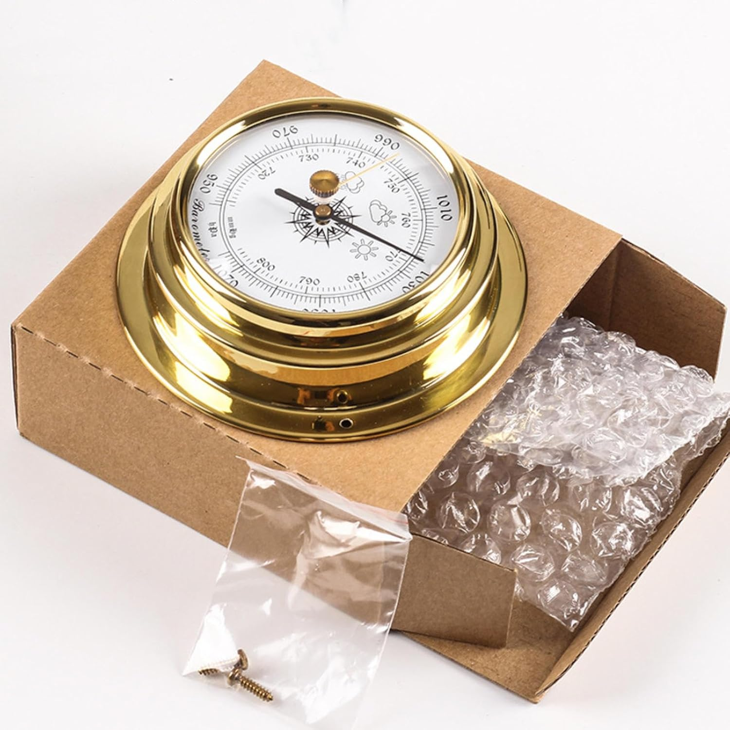 3Pcs Barometer Thermometer Hygrometer,3.85 in Portable Outdoor Barometer Set,Wall Hanging Analog Weather Station,For Home Wall,Fishing Boat,Hotels,Offices,Factories(No Battery Needed) image number 4