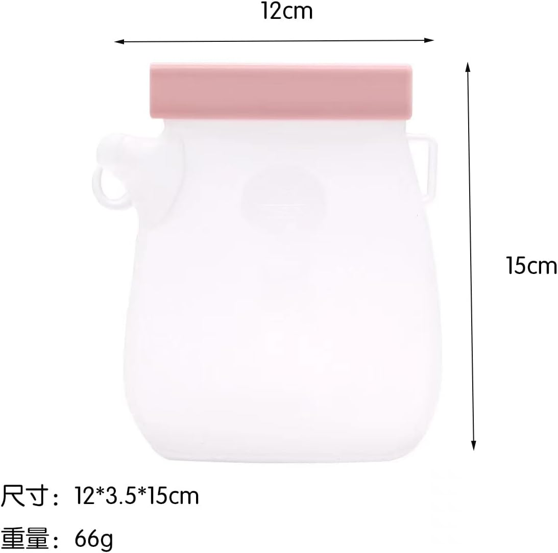 Silicone Breast Milk Bag, Reusable, 11 Oz/320Ml Double-Layer Leak Proof Breast Milk Freezer Bag, BPA Free Self Standing Breast Milk Bag, Suitable for Breastfeeding, Baby Food Bag (3Pieces) image number 3