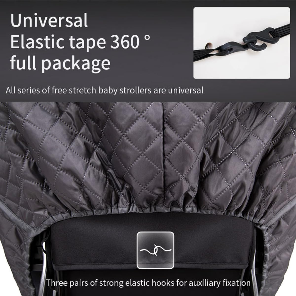AIMALL Universal Baby Stroller Rain Cover with Zipper Door, Breathable Quilted Windshield, Thermal Insulated Waterproof Weather Shield for Umbrella Strollers image number 3
