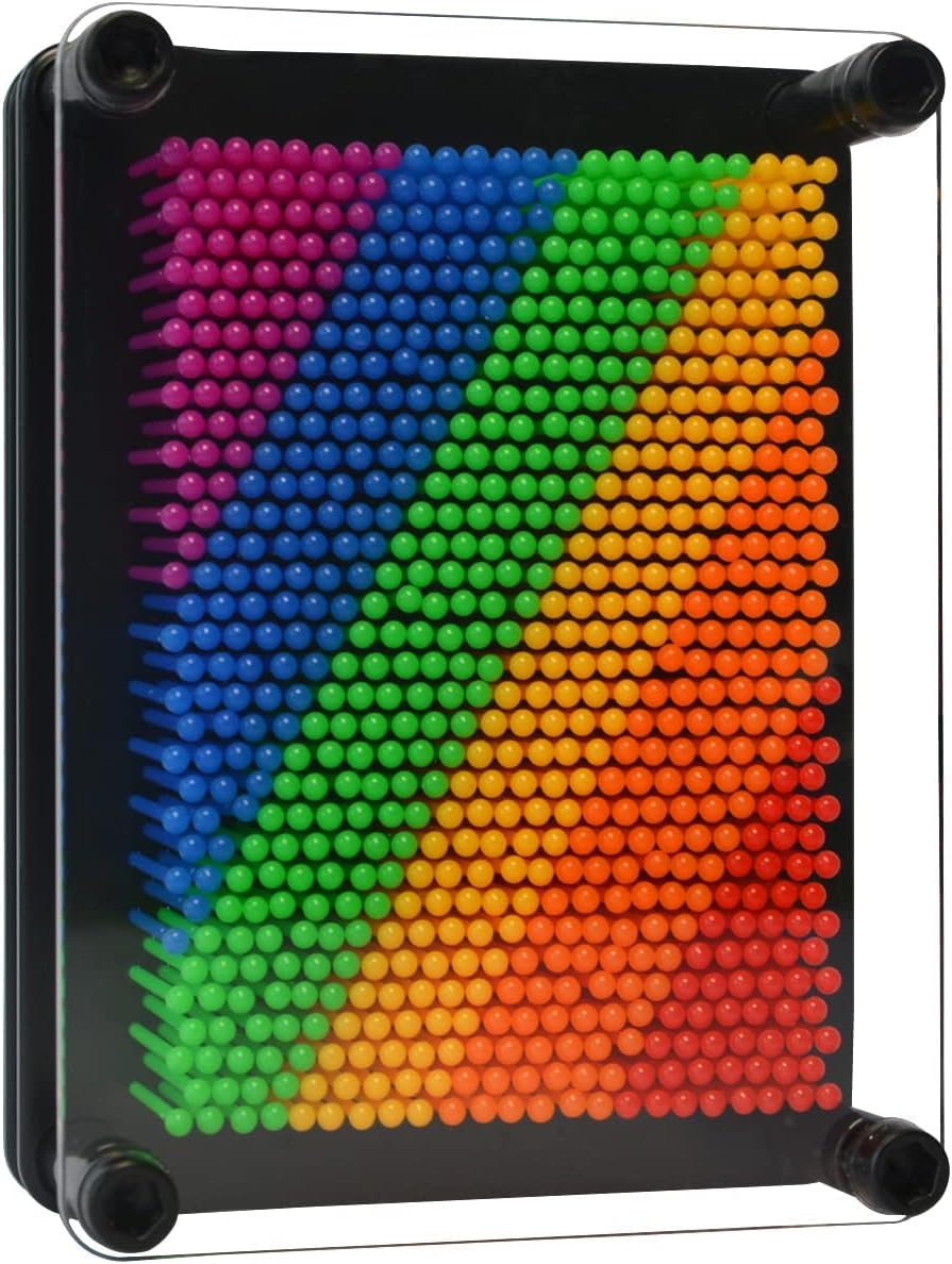 Foreverkeyu 3D Pin Art Toy Rainbow Pin Art Sensory Fidget Board Game Toy Pin Impression Toy Sculpture Toys Hand Pin Toy Gift for Kids, Girls, Boys, Adults(5*3.75In)