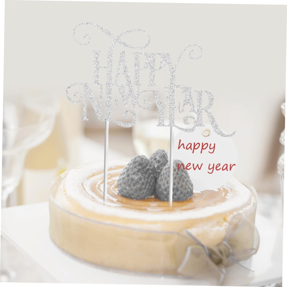 10Pcs Glitter Cupcake Toppers Fruit Pick Cake Dessert Toppers New Year Party Cake Topper Wedding Decoration Christmas Decor Happy New Year Cake Toppper Paper Cup Cake Supplies Baby image number 6