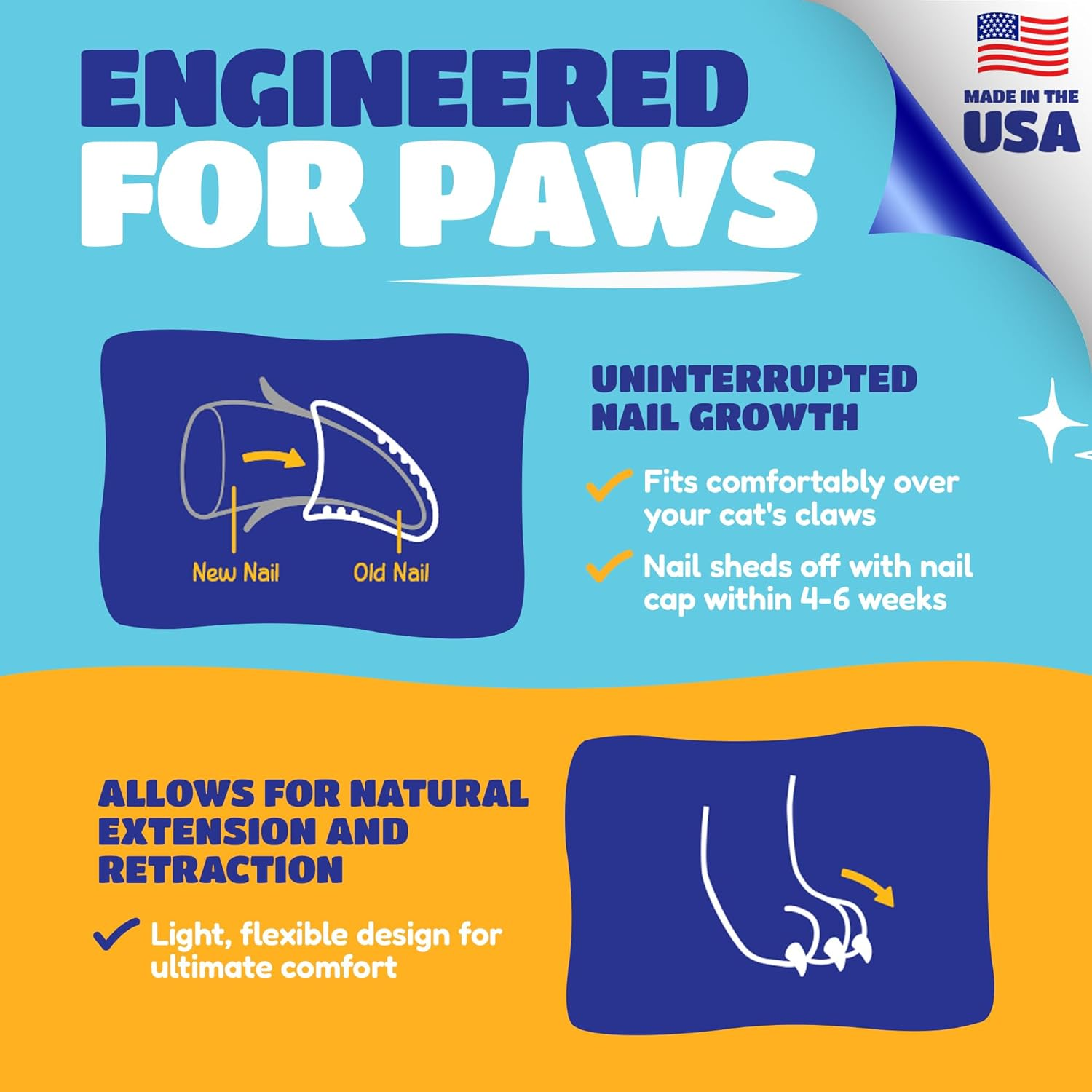 Soft Claws Cat Nail Caps for Medium Cats &ndash; (40 Caps, Blue & Gold) - Made in USA - Veterinarian-Developed | Protects Furniture & Skin - Easy to Apply, Long-Lasting Anti-Scratch Soft Cat Claw Covers image number 5