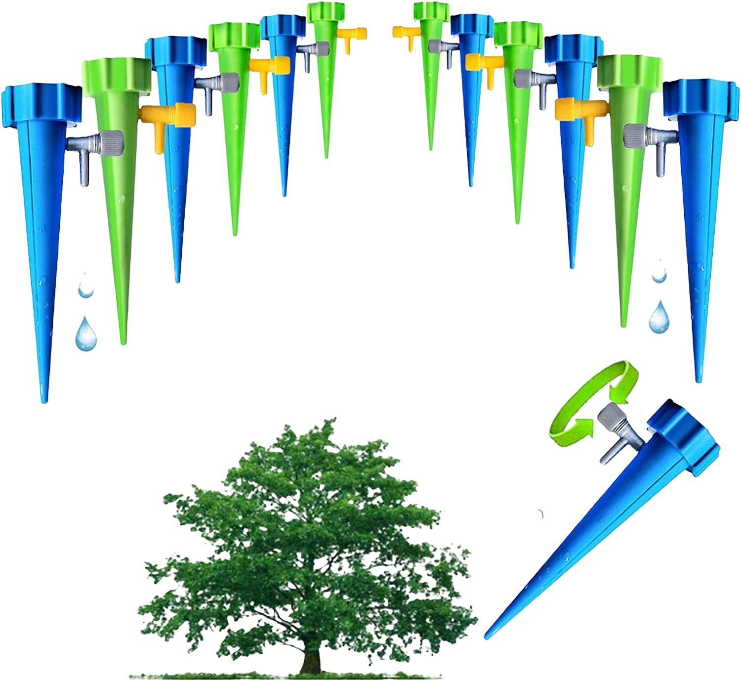 12 Packs Self Watering Spikes, Adjustable Plant Watering Spikes with Slow Release Control Valve Switch for Garden Plants Indoor & Outdoor image number 3