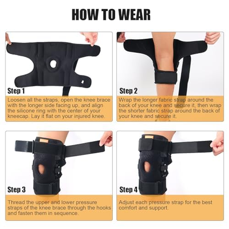 Hinged Knee Brace, Adjustable Knee Support Wrap for Men and Women, Pain Relief Swelling and Inflammation, Patellar Tendon Support Sleeve for Helping Relieve Strains, Sprains, ACL and MCL Injuries (L) image number 3
