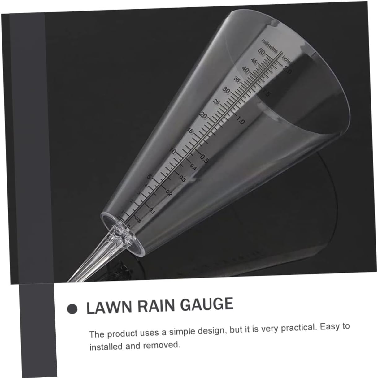 Gadpiparty 3Pcs Clear Conical Rain Gauges with Stakes Plastic Outdoor Rain Measuring Cups for Garden Farming Lawn Large Capacity Graduated Design image number 1