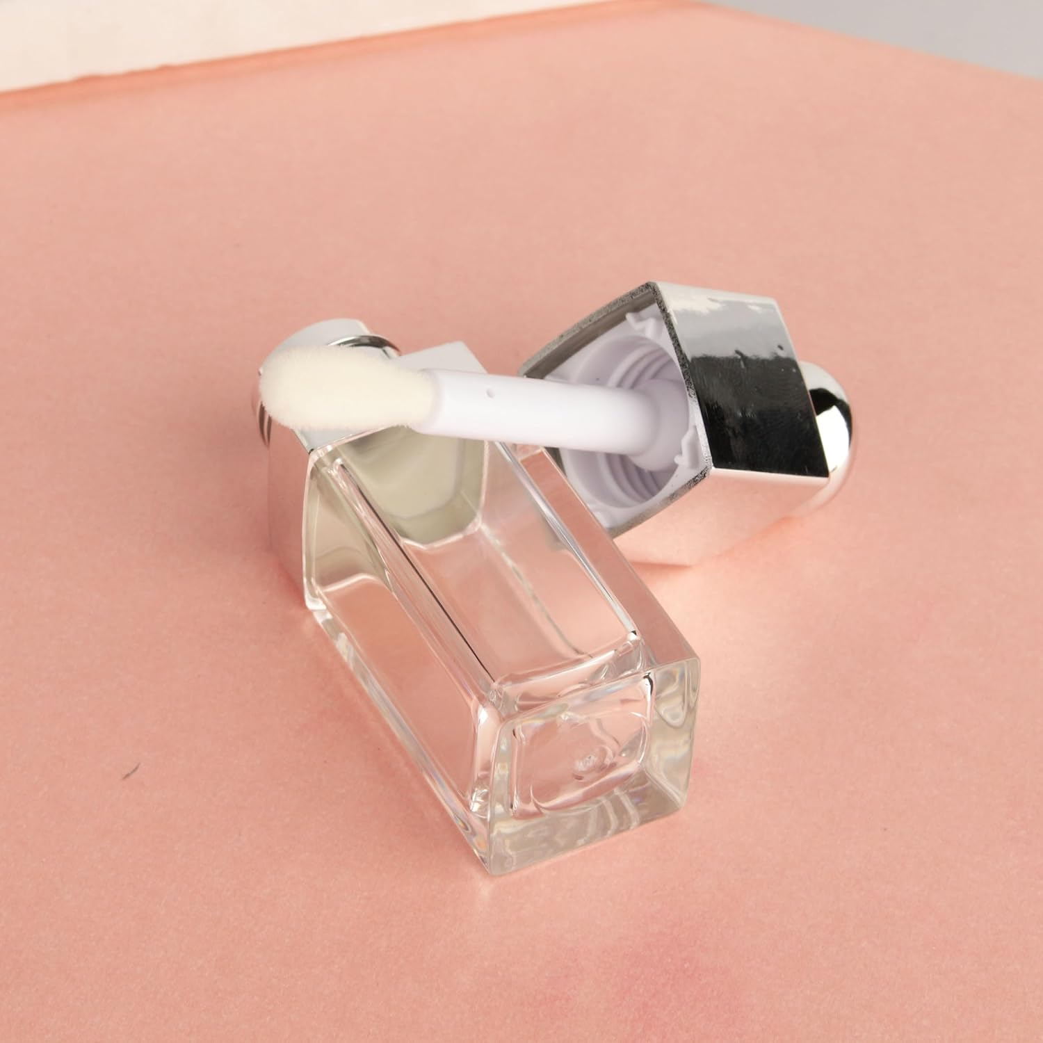 COSIDEA 18PCS Empty 8ML Square Clear Lip Gloss Tube Silver Big Doe Foot Wand Lipgloss Tubes for Lip Oil Tint Bottles Container image number 4