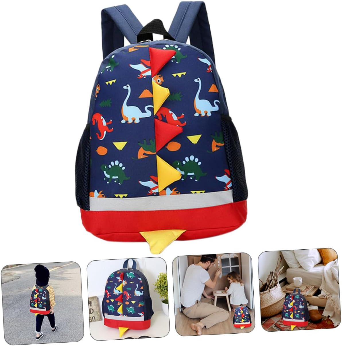 OHPHCALL Cartoon Dinosaur Backpack for 3-5 Years Boys And, Preschool School Bag Dual Shoulder Straps, Lightweight and Sturdy Outdoor Book Bag image number 5