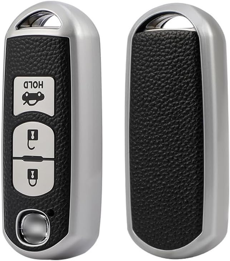 Ontto TPU Car Key Fob Case Cover Fit for Mazda 2 3 6 Atenza Axela Demio CX-5 CX5 CX-3 CX7 CX-9 2015 2016 2017 2018 2019 Keyless Entry Remote Key Shell Key Bag Protector Accessories 3 Buttons Silver A