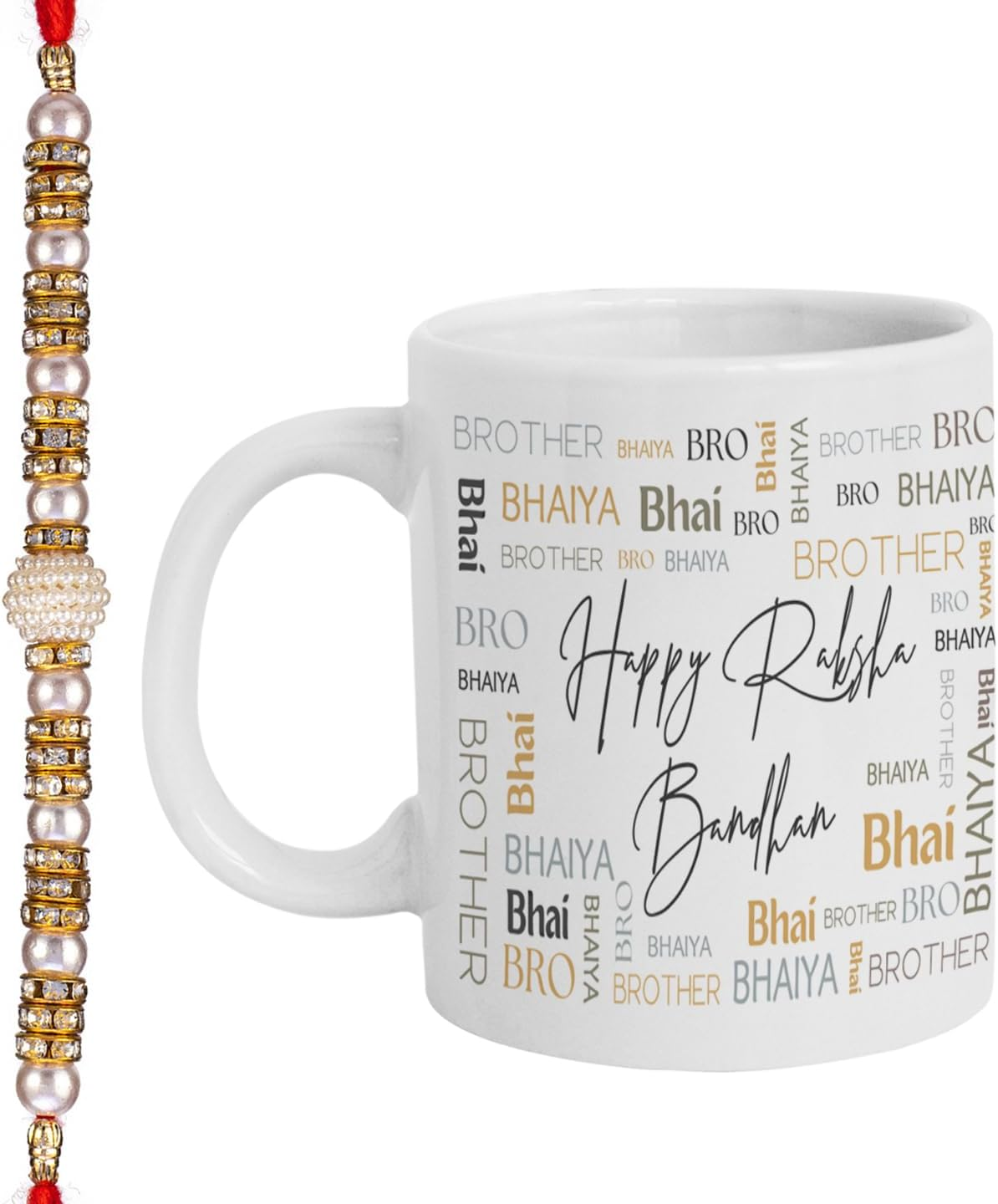 TIED RIBBONS Rakhi for Brother with Gift | Ceramic Coffee Mug (10 Oz) | Mini Card | Roli Tikka - Designer Rakhi | Raksha Bandhan Bracelet for Brother Gift image number 5