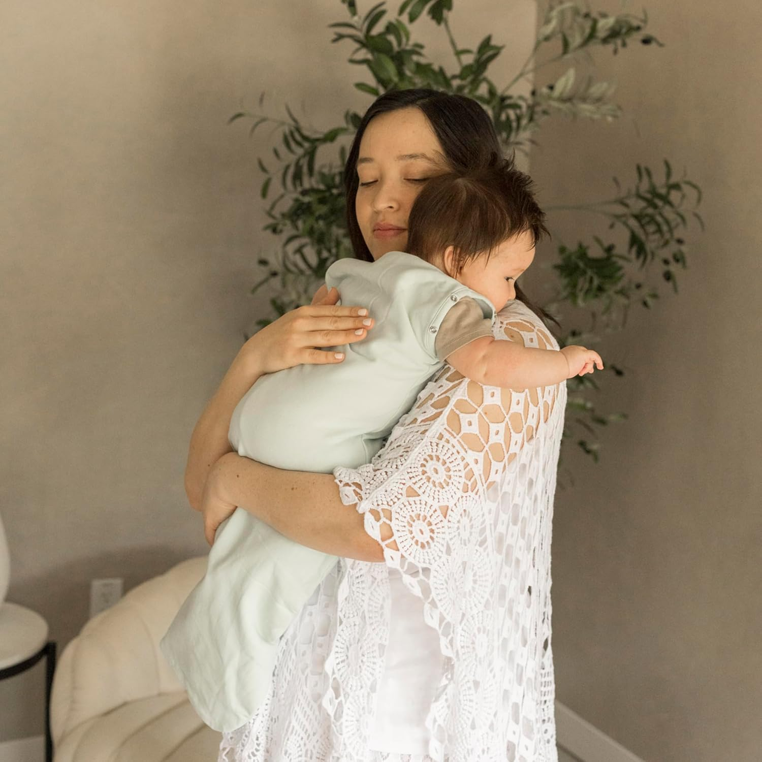 Tiny Twinkle Sleeping Bag - 1.0 TOG, 95% Cotton & 5% Elastane, Super Soft Microfleece Wearable Blanket with Swaddle Transition (Sage) image number 4