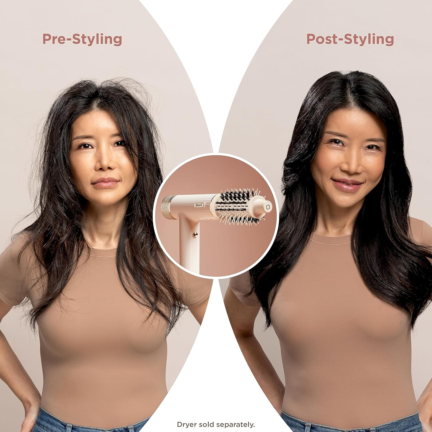 Shark Speedstyle Express Touchup Brush, Attachment for Shark Speedstyle Blow Dryers, Hair Drying & Styling Tool, for Shaping Bangs, Layers, & Ends, for All Hair Types, Stone, XSKHD3RRBA image number 3