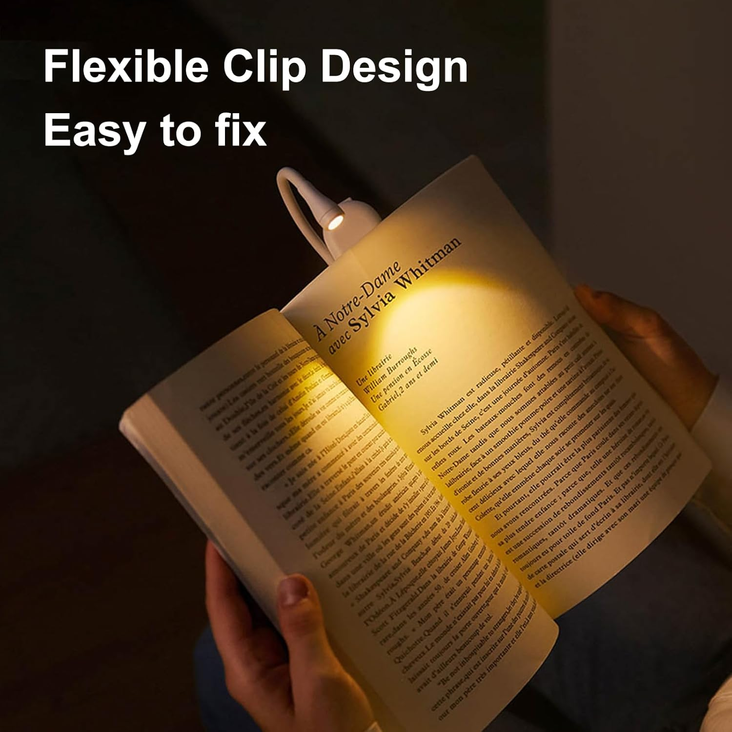 Reading Lamp Book Clamp, LED Book Lamp, USB Rechargeable Clamp Lamp with 3 Colour Temperature Modes, 360&deg; Rotatable, Adjustable Brightness, Book Reading Light for Night Reading in Bed, Gift for Book image number 5