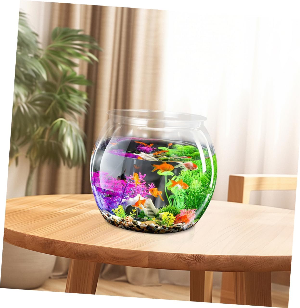 FUTUREORYY Transparent Betta Tank Multi Function Goldfish Aquarium Bowl for Small Aquatic Pets Clear Plastic Fish Tank for Goldfish and Turtles Compact Desktop Decorative Aquarium With image number 4