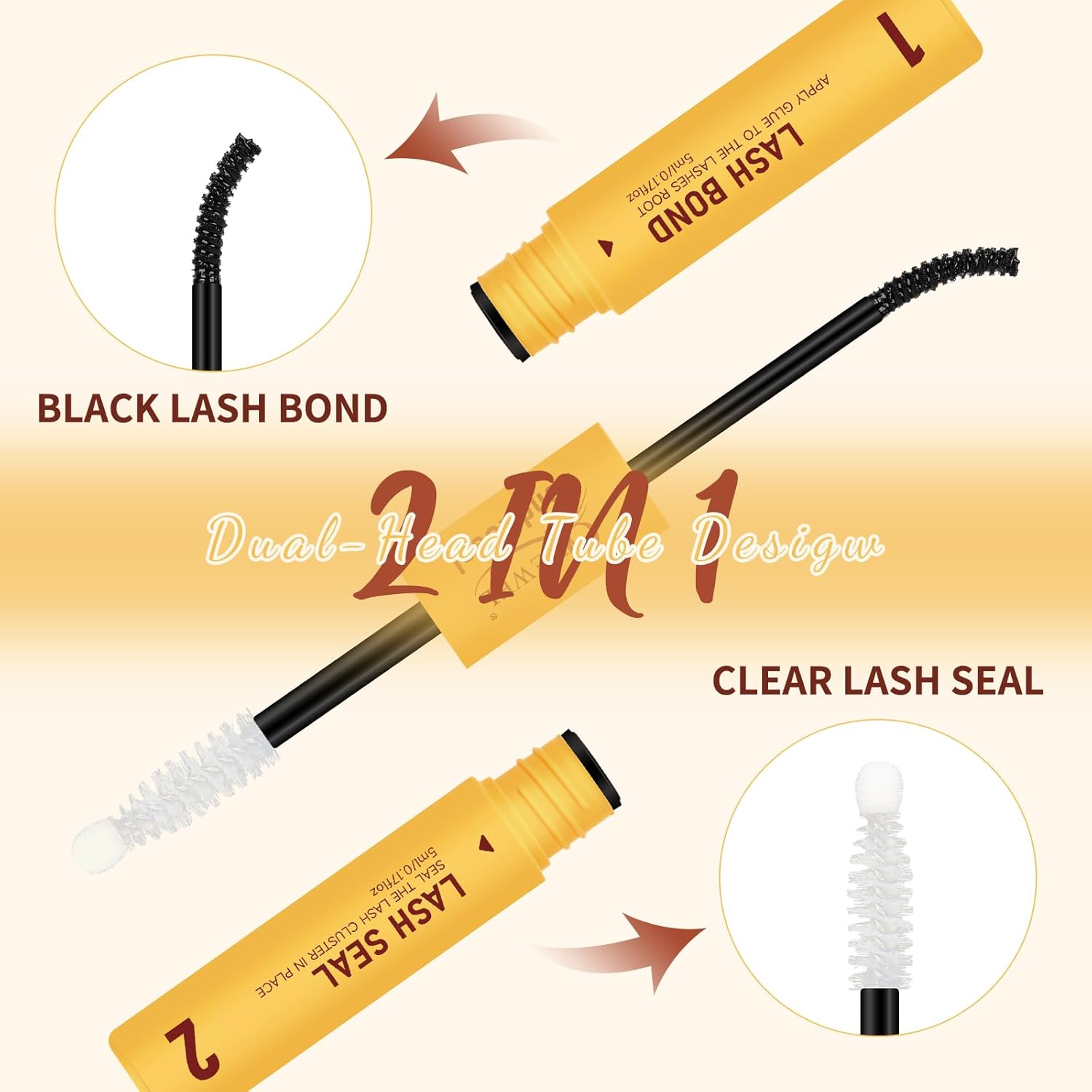 QUEWEL Lash-Bond-And-Seal Waterproof, 5Ml+5Ml Bond and Seal Eyelash Glue, Strong Hold&Long-Time Lasting Lash Cluster-Glue, Upgraded Brush Head Easier Use for DIY Lash Extensions at Home(Zs 5Ml+5Ml) image number 5