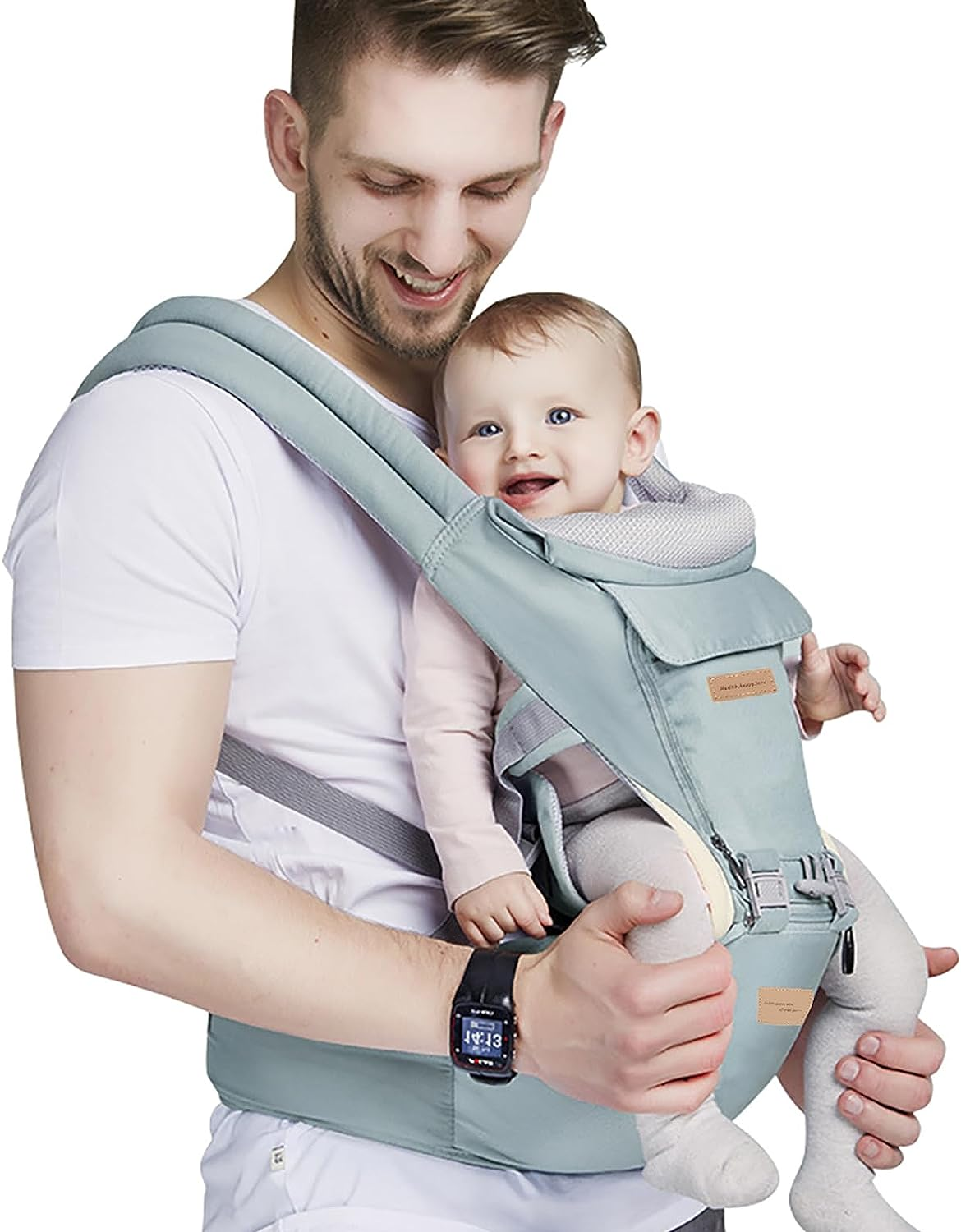 Baby Carrier, Timkos Baby Wrap Carrier 3-In-1 Baby Carrier with Hip Seat, Breathable Baby Sling Wrap Swaddle with Removable Anti-Uv Cloth (For 0-36 Months Newborn) image number 2