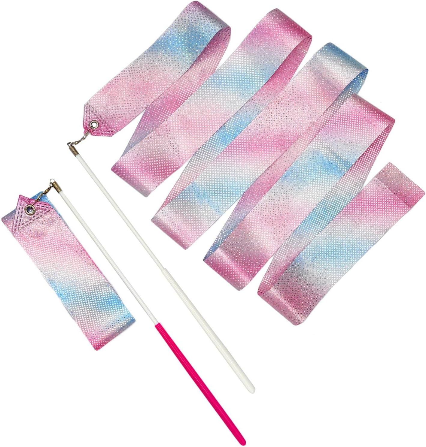 Medsuo 2 PCS 78.7Inch Gymnastic Ribbon Sparkling Dance Ribbon Twirling Baton Long Ribbon Streamers Rhythmic Gymnastics for Kids Artistic Dancing Training Party Favors with Ribbon Dancer Wand image number 4