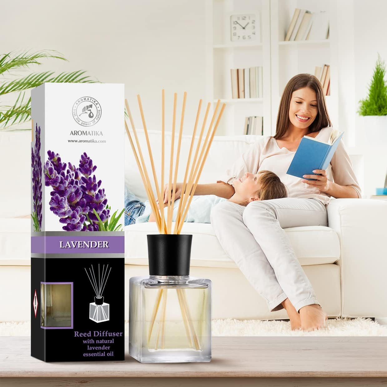 Reed Diffuser Lavender 200Ml - Room Diffuser with Lavender Essential Oil - Diffuser with Rattan Sticks - Fragrance Oil Reed Diffuser - Room Freshener - Scented Diffusers - Home Fragrance image number 4