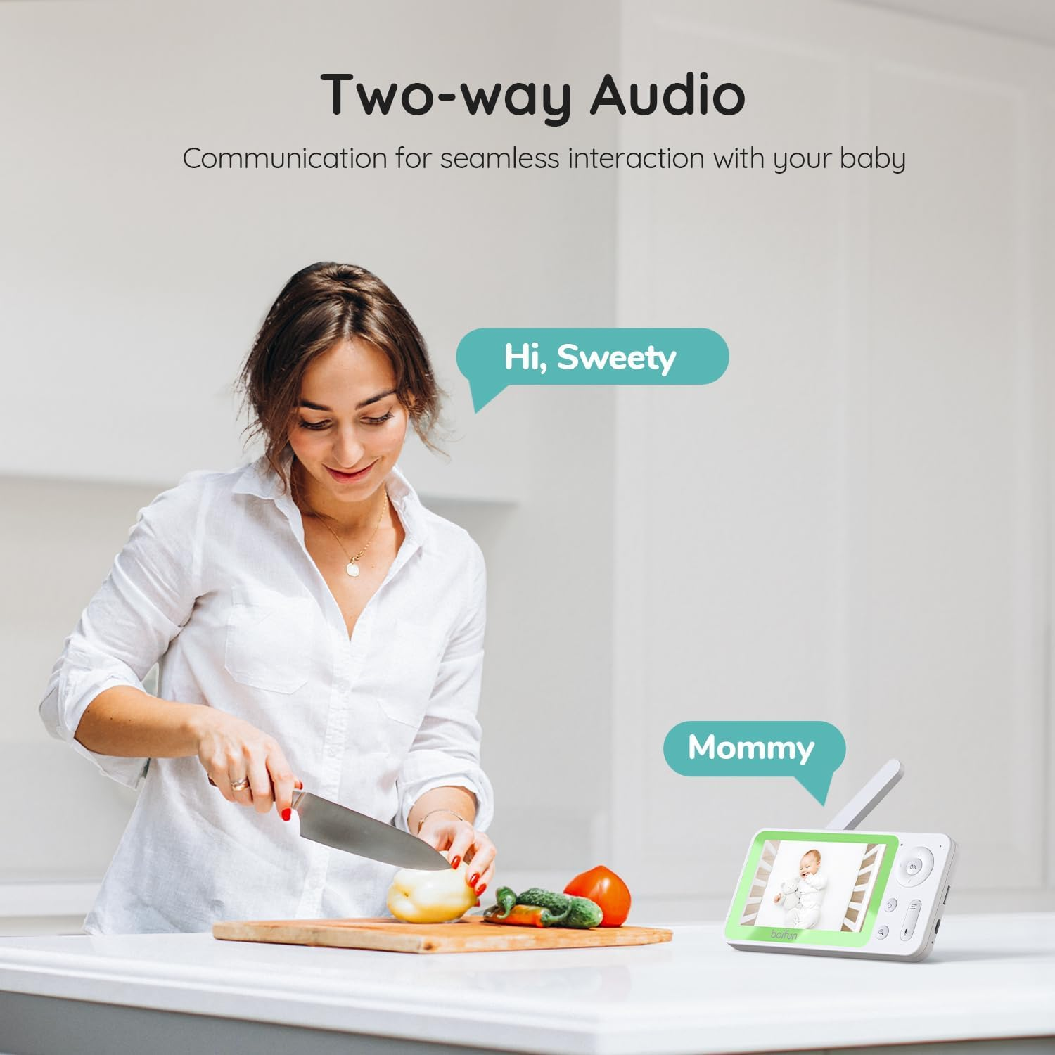 BOIFUN Video Baby Monitor with 1080P Camera, Wifi Smart Phone APP Control, Motion & Sound Detection, Invisible Night Vision, Customized Alarm Area, Two-Way Audio, 4Xzoom, Compatible for Ios/Android image number 4