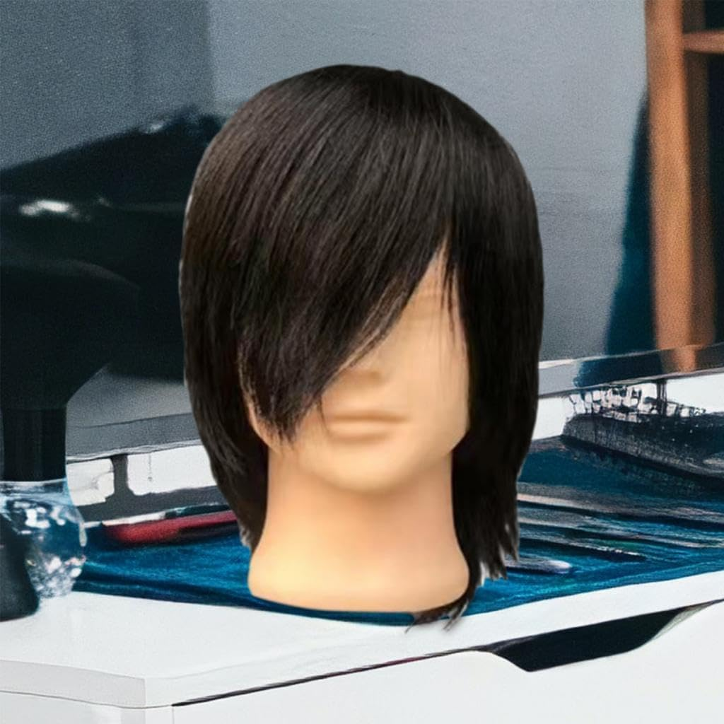 Harayaa Male Mannequin Head, Hairdresser Hair Styling Full Real Hair Hair Salon Equipment Durable 3D Manikin Head Model for Cutting Curly Practice DIY image number 5
