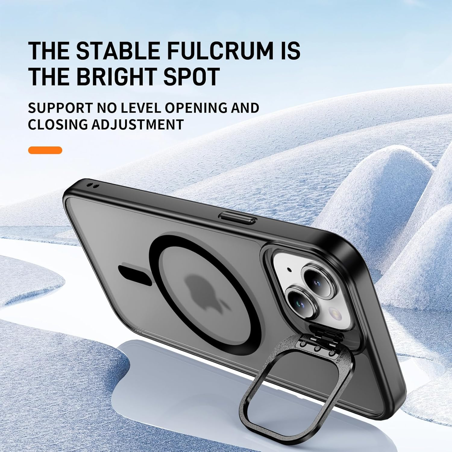 For Iphone 13 Case with Metal Camera Stand [Compatible with Magsafe] Shockproof Cover Translucent Magnetic Case for Iphone 13 (Black) image number 6