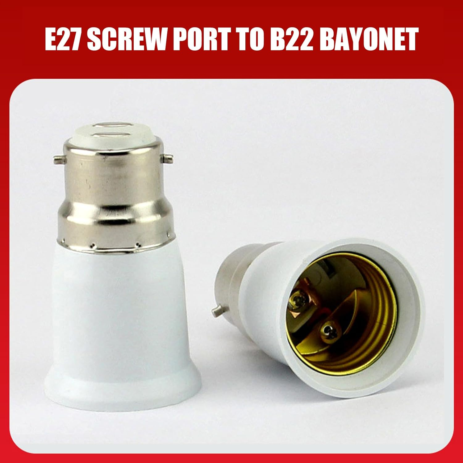 Light Bulb Socket Converter Bayonet to Screw Bulbs Adaptor B22 to E27 Socket Converter for Ceiling Fans Light Chandeliers Base S-Ocket Convert-Er for LED Bulbs and Incandescent B-Ulb (Turn B22 to E27) image number 3