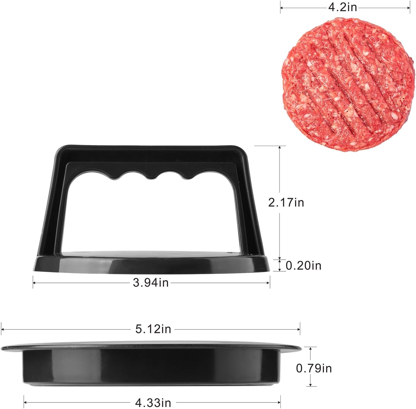 Burger Press Patty Maker, round Non-Stick Stuffed Hamburger Press Accessories Smashed Hamburger Press Patty Burger Meat Sausage Beef Maker Mold Kitchen Gadgets for Grilling (2 Pack, Black) image number 2