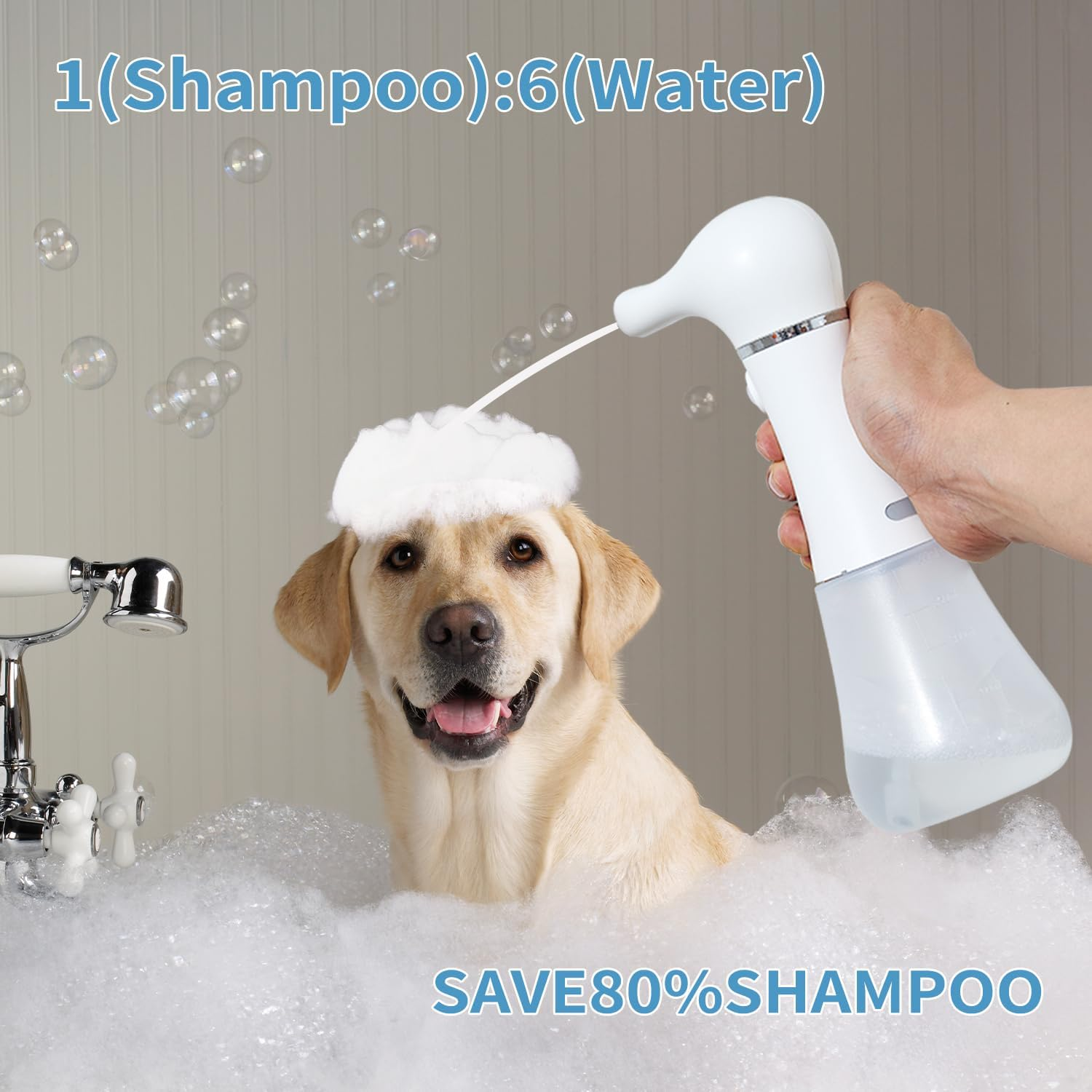 Electric Foaming Soap Dispenser,Ipx7 Dog Shampoo Sprayer,400Ml Capacity Pet Shower Bath Supplies Automatic Foaming Machine for Dog Deep Cleaning,Kitchen Dish Wash,Bathroom Floor Wash,Window Cleaning image number 2