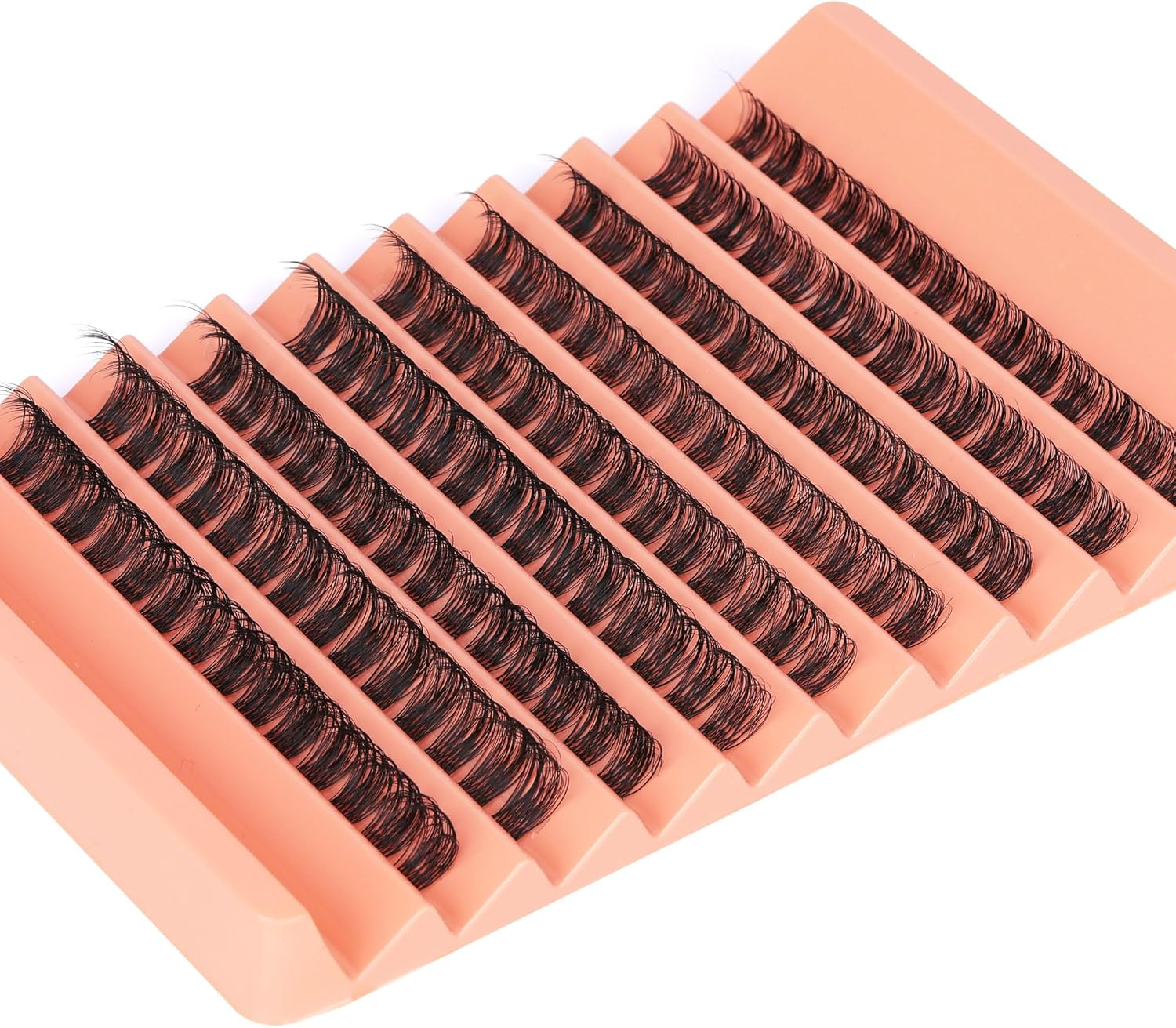 TOOCHUNAG Individual Lashes Cluster DD Curl False Eyelashes 126Pcs Natural Cluster Russian Lashes with Thin Band Light Fluffy DIY Lash Extension Natural Eyelashes image number 2