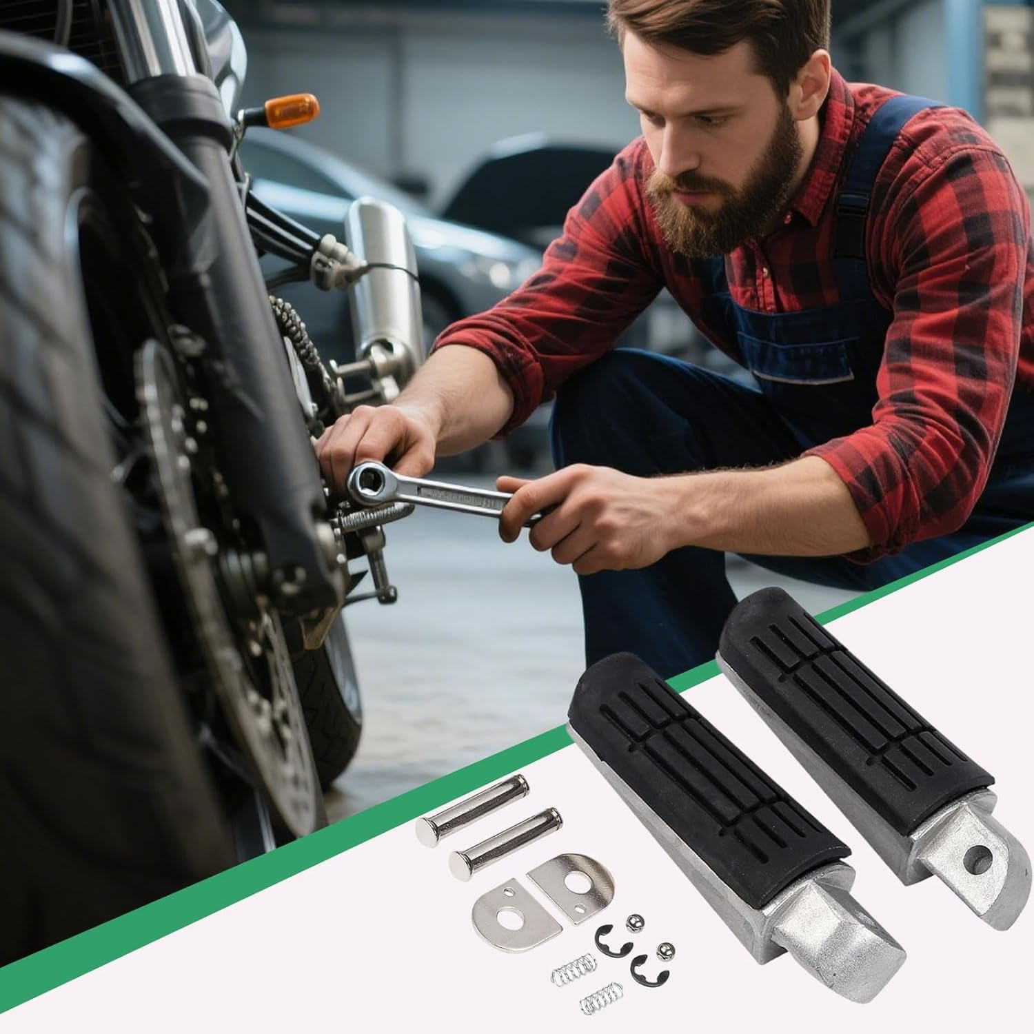 Motorcycle Foot Pegs,Motorcycle Foot Pegs Pedal - Accessories Modification for Sport Riding Riders Automotive Passengers Road Dirtbike Bicycle - Step Back image number 2