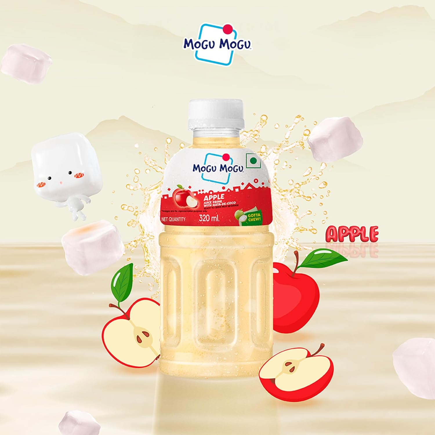 Mogu Mogu Apple Drink with Nata De Coco | Asian Fruit Juice Drink with Chewy Jelly | Refreshing Sweet Apple Flavour | Fun Fruity Mogu Mogu Drink | Popular Nata De Coco | 320Ml Bottle image number 6