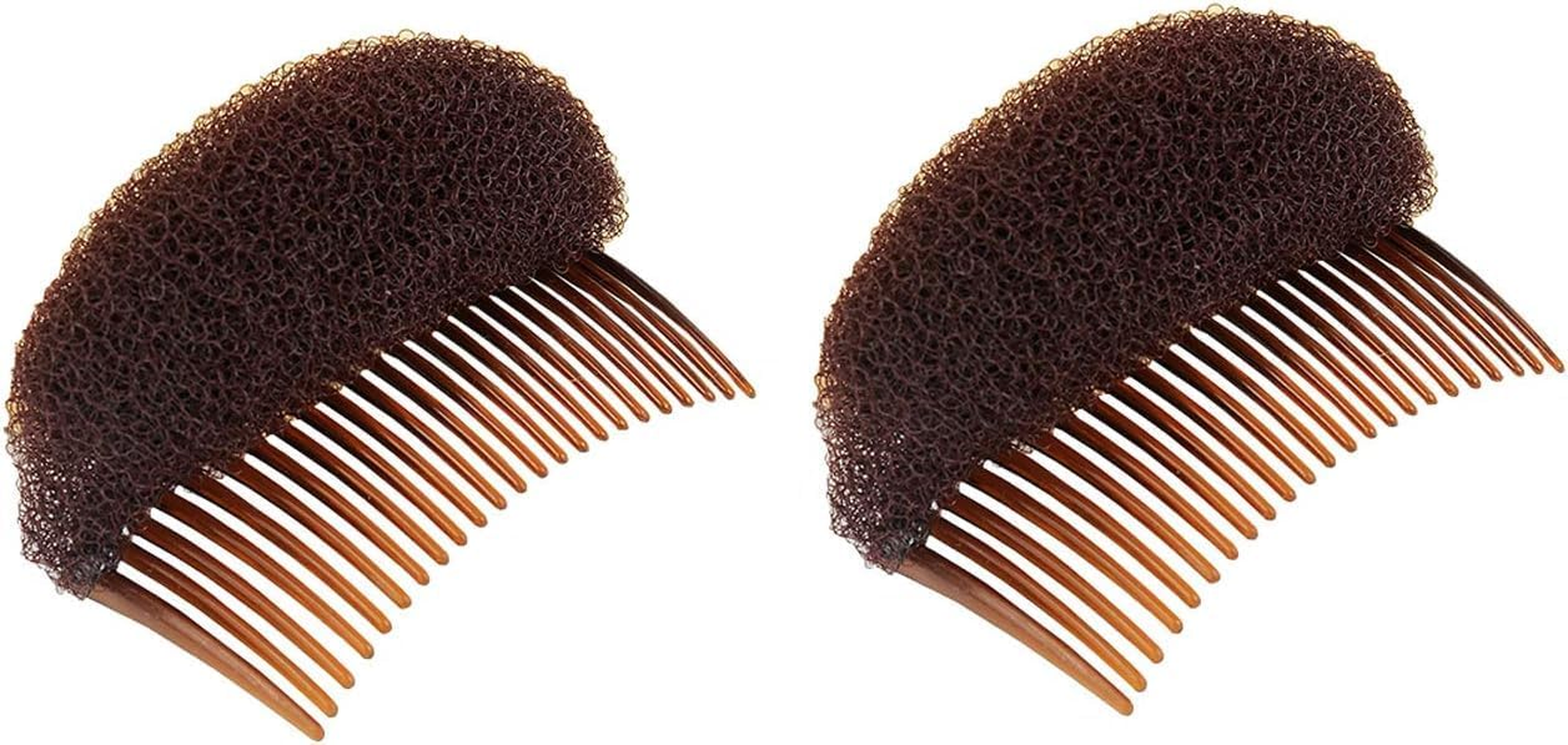 2PCS Women Soft Sponge Foam Base Inserts Bump up Hair Pads Stick Bun Maker Hair Styling Clip Hair Comb Tool Accessories (Brown, One Size) image number 3