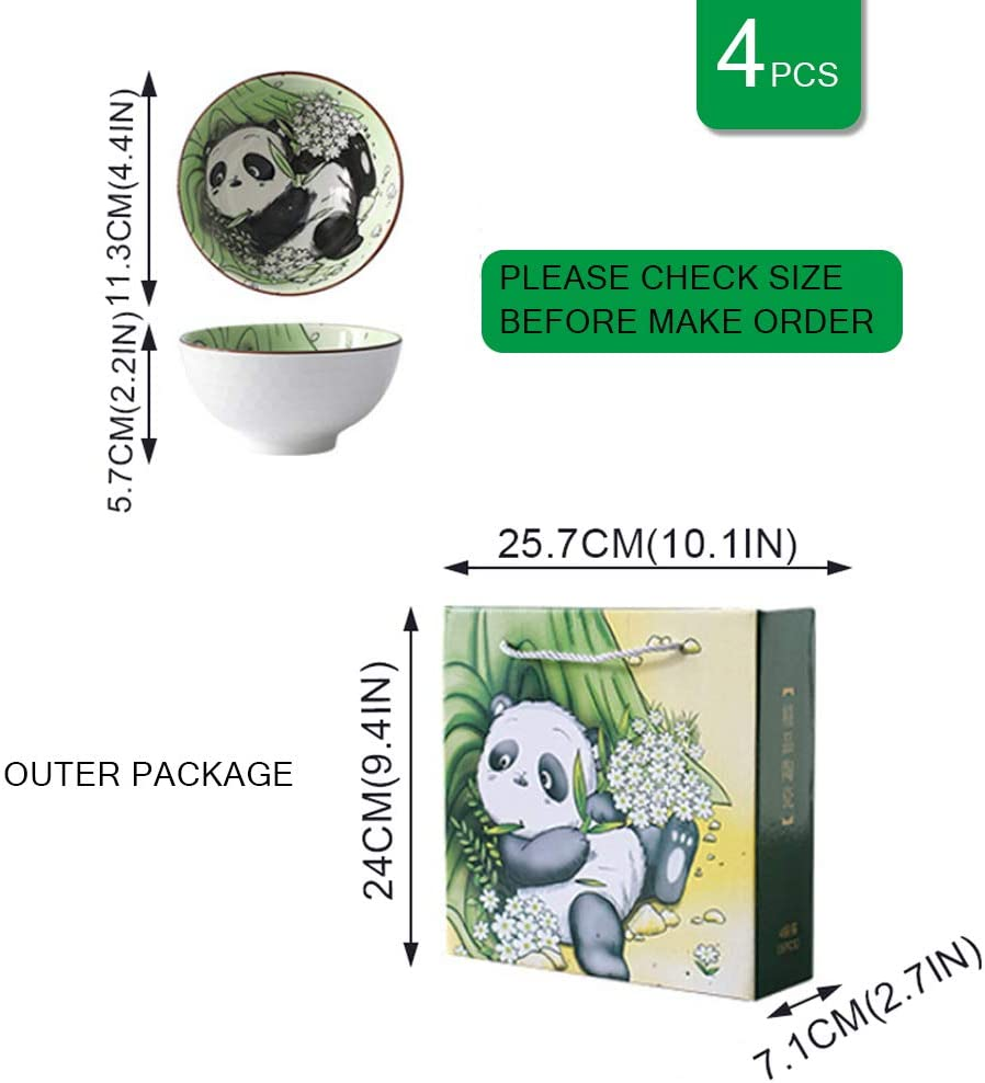 Panda Ceramic Cereal Bowls,Breakfast Bowls, Ceramic Soup Bowls, Ceramic Bowls,Porcelain Bowls for Kitchen, for Cereal, Salad, Pasta,Dessert, Dishwasher, Microwav Safe for Lunch and Dinner (4) image number 2