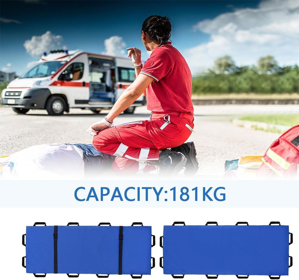 Portable Transport Stretcher with 12 Handles &ndash; Lightweight Emergency Patient Mover for Animals & Humans, Foldable Casualty Evacuation Stretcher for Travel, EMS, Home, Clinic Use