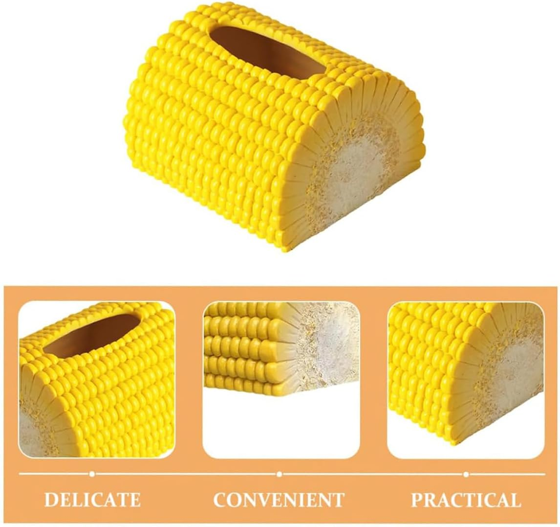 AIMALL Creative Corn-Shaped Tissue Box 5.9 X 5.1 X 3.9 Inches Desktop Storage Container for Living Room Coffee Table Home Decor image number 2