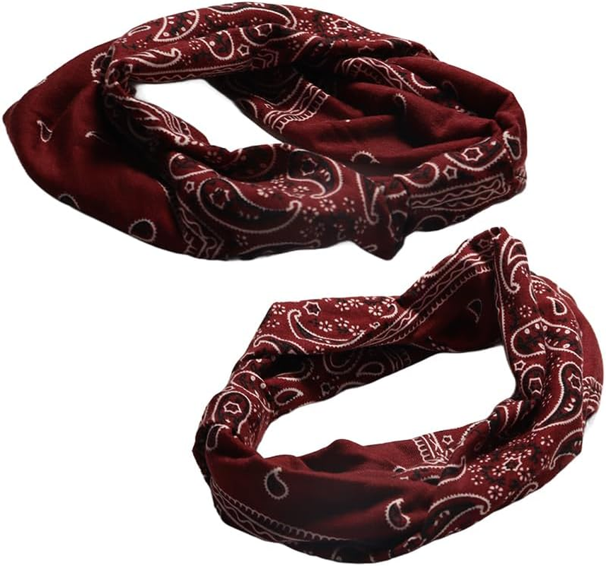 Enwye 3 Pieces Headband Women Wide Headband Boho Floral Print Knot Elastic for Running Yoga Head Wrap (3 Colors) image number 3