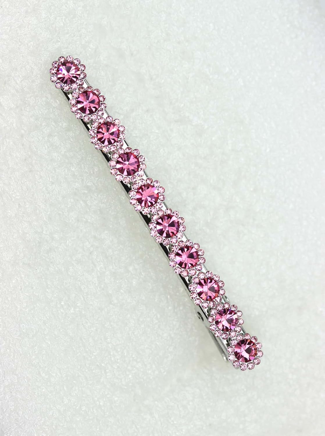 Faship Gorgeous Pink Crystal Floral Small Alligator Hair Clip - Blue image number 5